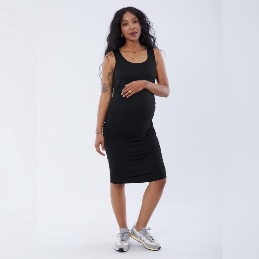 Old Navy maternity black stretchy midi body con tank dress